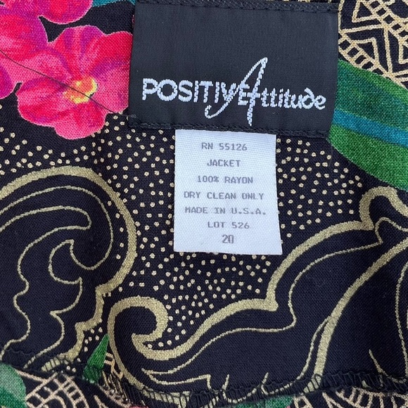 Vintage floral blazer Sz 20 jacket preloved shoulder pads positive attitude USA - Picture 3 of 9